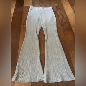 Aerie Women's Light Gray Ribbed Flare Pants